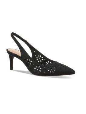 79$ On 34th Women's Monikaa Slingback Pumps Size 7.5 Black Eyelet
